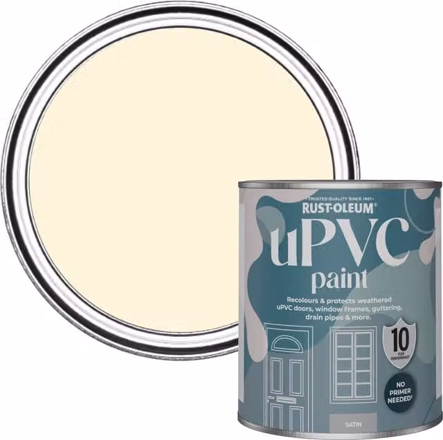 Rust-Oleum Satin Finish UPVC Paint in Clotted Cream, 0.75 l