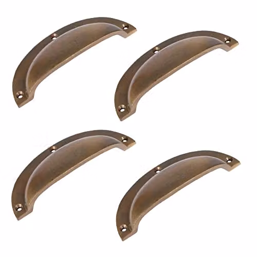 Hammer & Tongs Curved Cabinet Drawer Pull in Gold Brass, Pack of 4 – 2