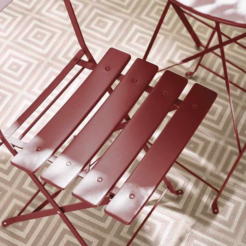 FurnitureboxUK Cabo 2 Seater Metal Bistro Set with Round Table in Red – 3