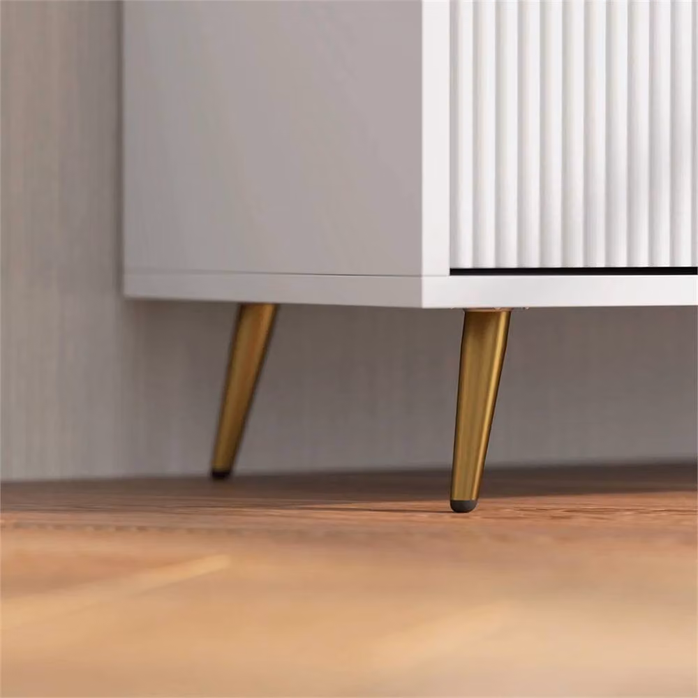 Nordara Modern White MDF TV Stand Cabinet with Storage and Media Compartments, W/D/H: 120 x 40 x 48 cm – 2