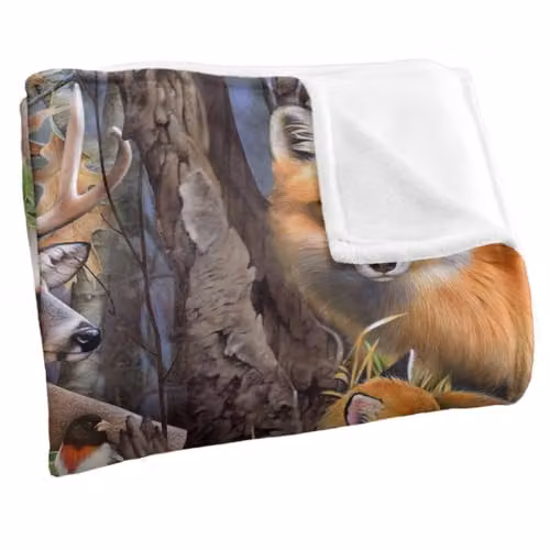 JQ Licensing Forest Animals Silky Touch Super Soft Fleece Throw Blanket, Multicolour, W: 152 cm, D: 127 cm – 2