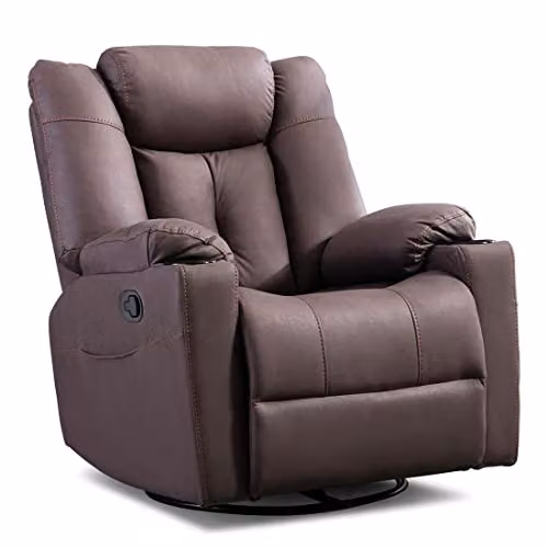 More4Homes Afton Brown Fabric Recliner Rocking Swivel Lounge Chair – 2
