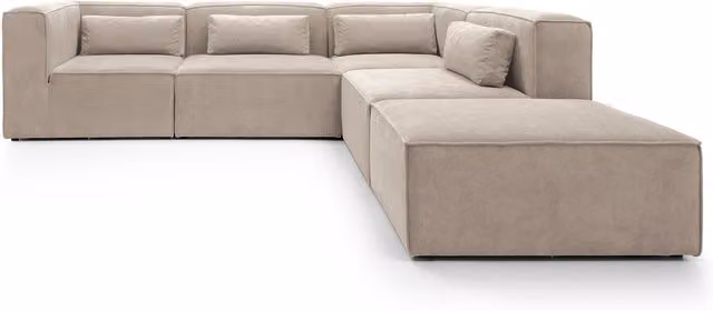 Abakus Direct Doris Cord Chenille Reversible L-Shape Modular Sofa in Beige and Yellow