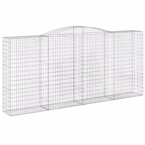 vidaXL Arched Gabion Basket in Silver Galvanised Steel, W: 400 cm, D: 50 cm, H: 180-200 cm