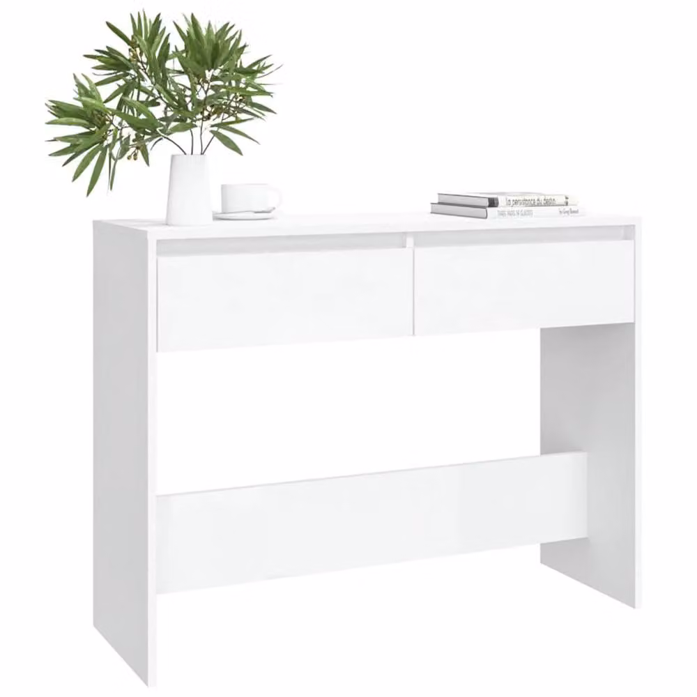 Berkfield Home Modern White Console Table in Engineered Wood, W/D/H: 100 x 35 x 76.5 cm – 2