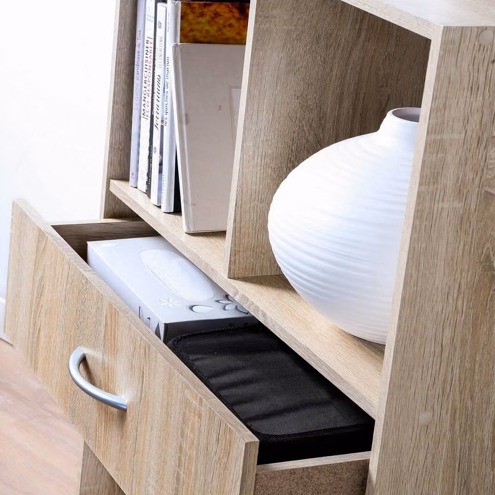 CALICOSY 4-Compartment Storage Shelf with Drawer, Brown, W: 62.0 cm, D: 29.5 cm, H: 80.0 cm – 5