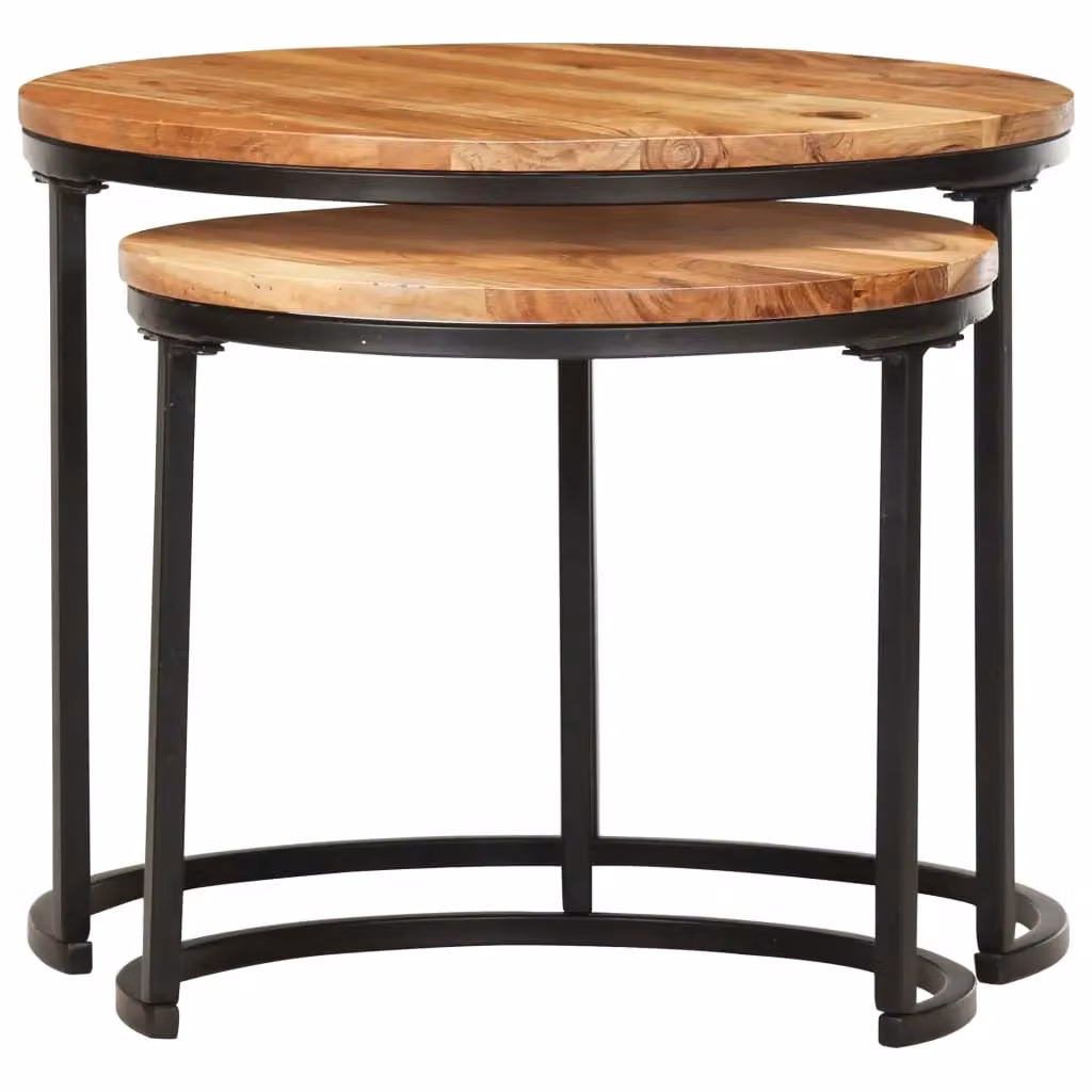 Berkfield Home Nesting Tables, Set of 2, Brown Solid Acacia Wood – 2