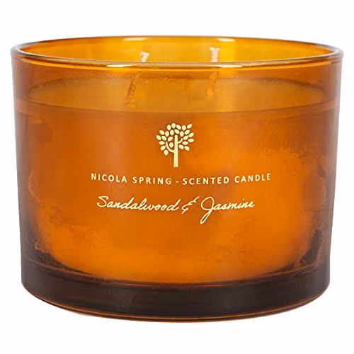 Nicola Spring Sandalwood & Jasmine Scented Soy Wax Candle, 350g, Orange – 1