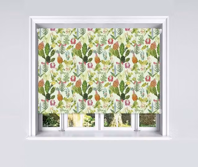 Lister Cartwright Tropical Floral Blackout Roller Blinds, Green, W: 200 cm, H: 160 cm