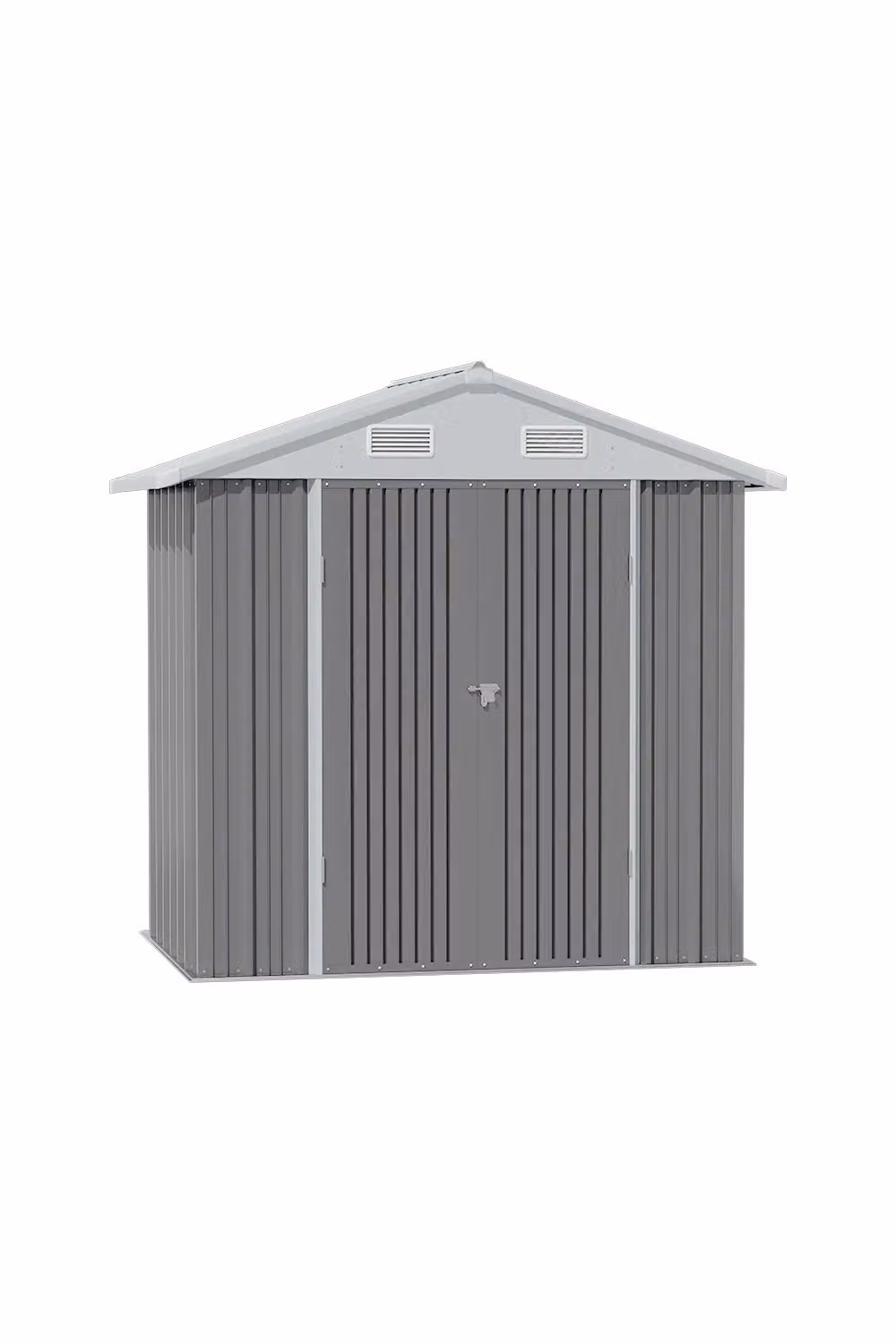 H&O Direct Lockable Metal Garden Storage Shed in Grey, W/D/H: 121.92 x 122.0 x 188.2 cm – 2