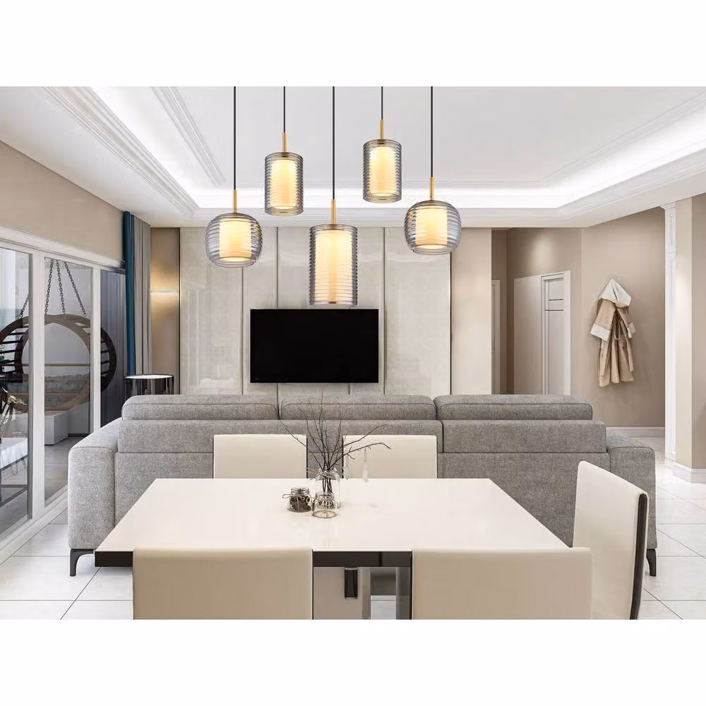 Netlighting Lampigna Cluster Pendant Light with Black and Gold/Brass Metal Finish and Warm White LED 3000K – 2