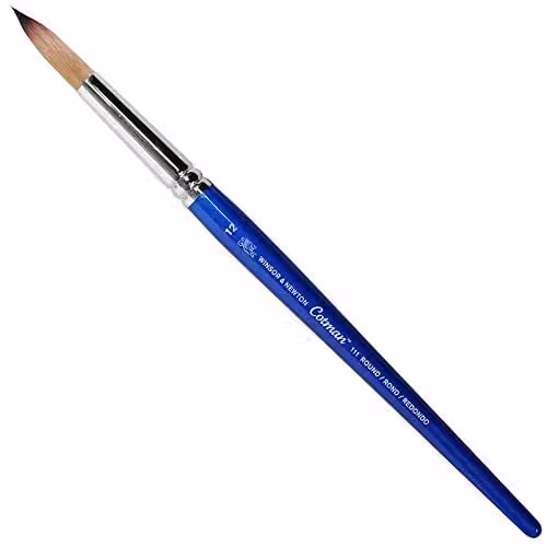 Winsor & Newton Round Short Handle Paint Brush, No 12, 7.9 mm, Transparent Wood