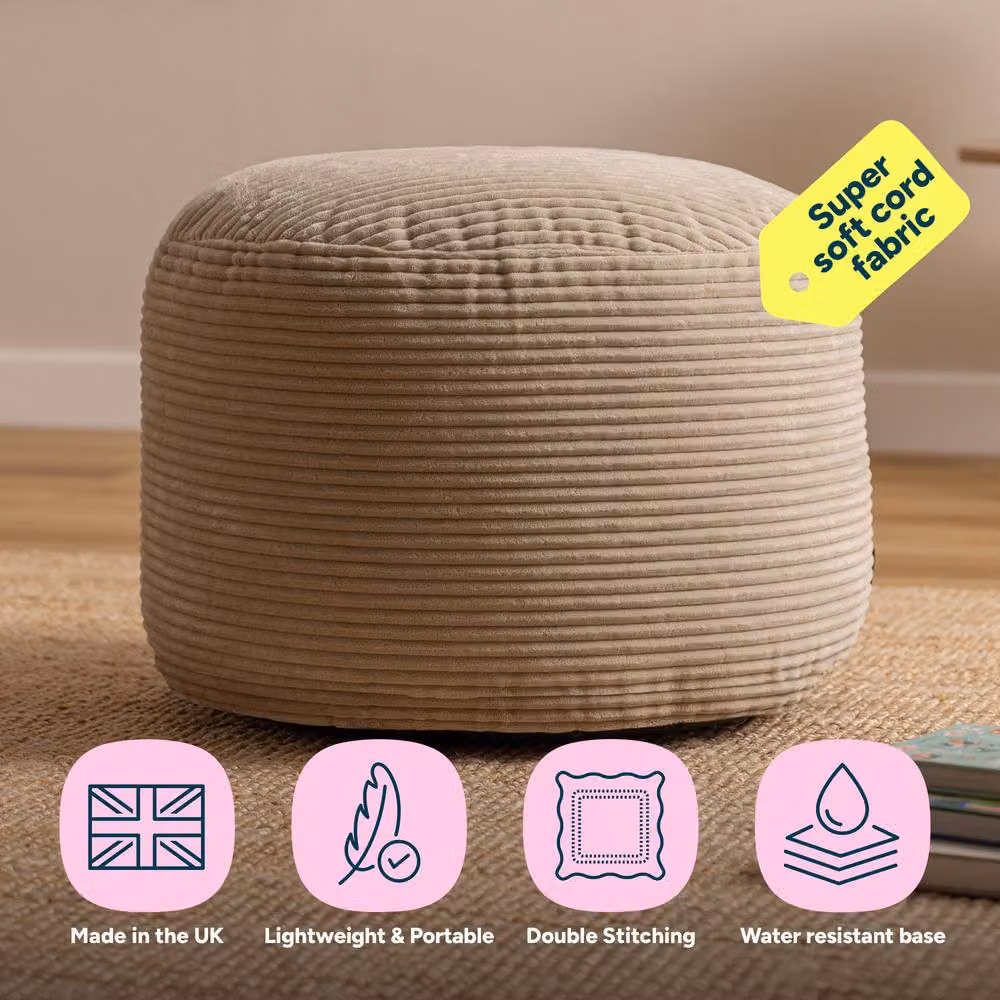 icon Milano Bean Bag Footstool in Beige Corduroy – 3