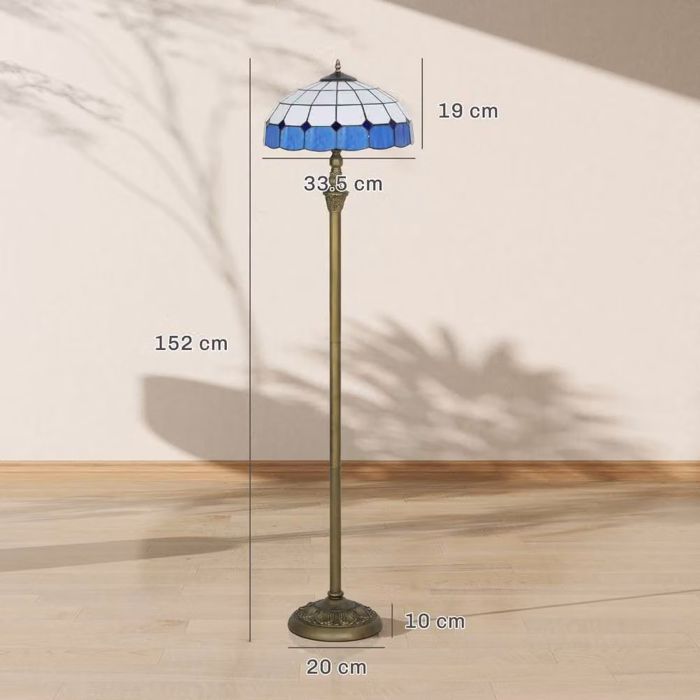 Wyld Haus Luel Tiffany Style Floor Lamp in Bronze Tone Metal and Multicolour Glass, Height: 152 cm – 4