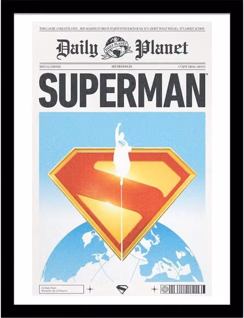 Superman Daily Planet Multicolour Framed Typography Paper Poster