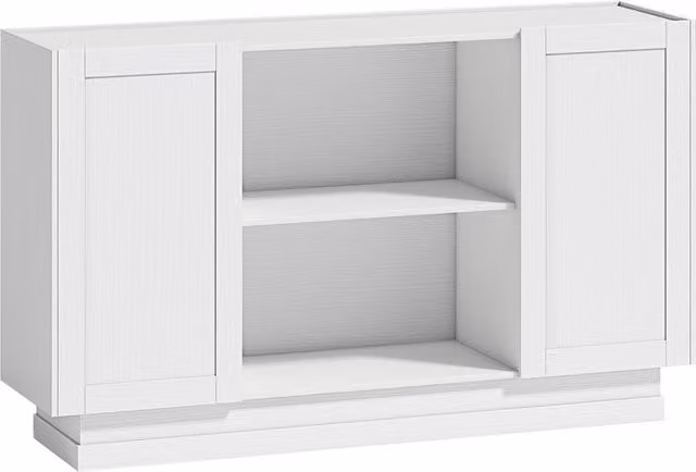 HOMCOM White Sideboard Buffet Cabinet with 2 Open Shelves, 2 Cupboards and Soft Close Doors, W: 130 cm, D: 32.2 cm, H: 79.7 cm – 1