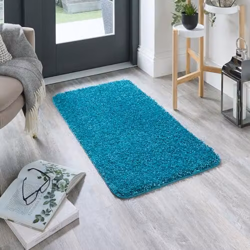 My Mat Petrol Blue Non-Slip Washable Shaggy Rectangular Rug W: 60 cm, D: 100 cm – 2