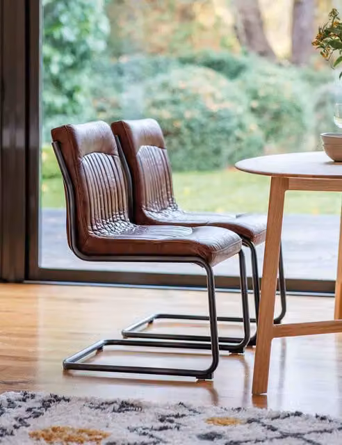 Gallery Direct Capri Modern Leather Cantilever Chair in Dark Brown
