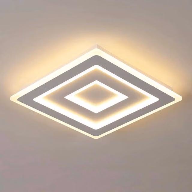 Pheashine Modern White Square LED Ceiling Light, 52W, 3000K Warm White, W: 40 cm, H: 5 cm