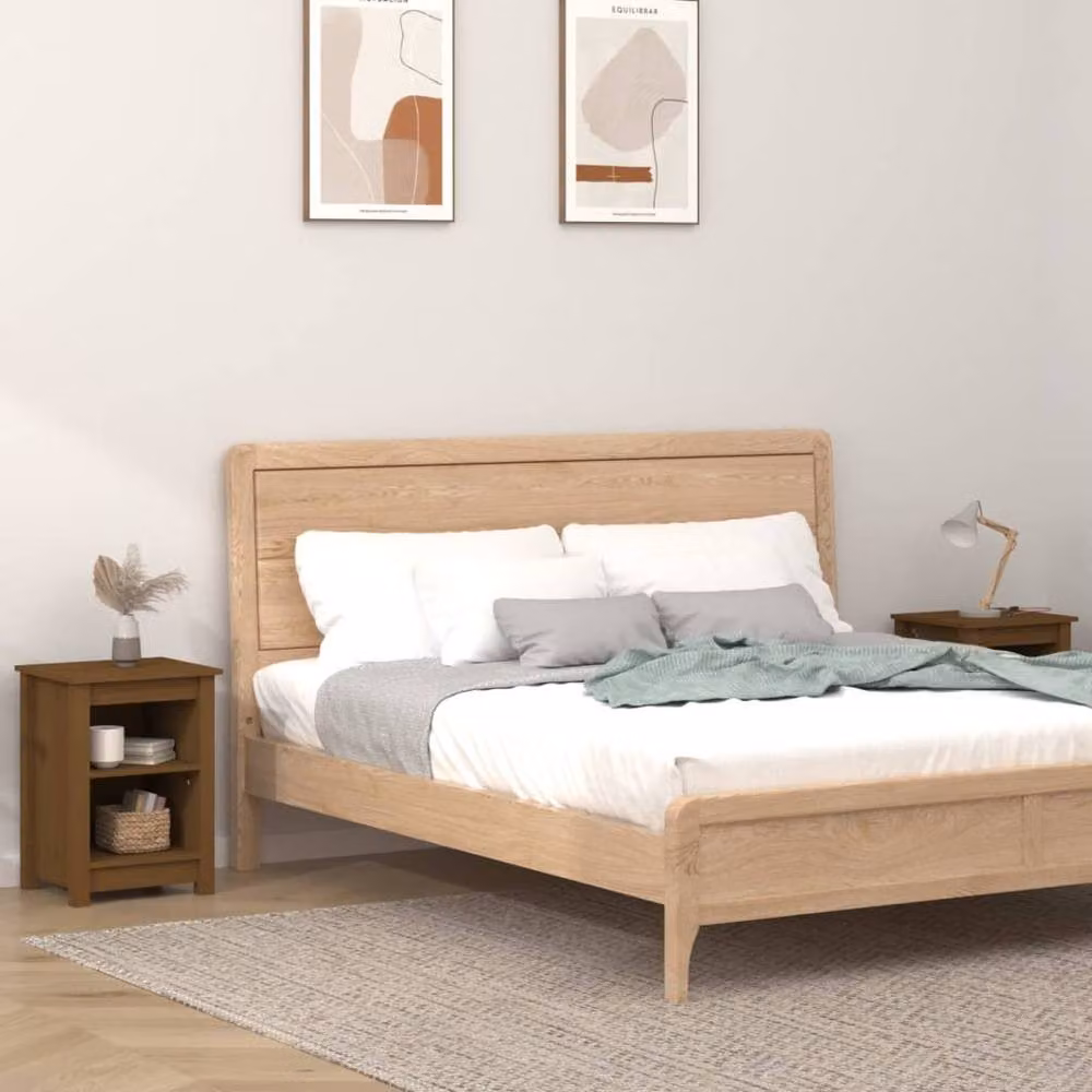 Berkfield Home Set of 2 Bedside Cabinets in Honey Brown Solid Pine, W/D/H: 40 x 35 x 55 cm – 4