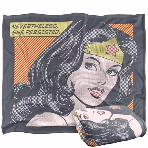 Warner Bros. DC Wonder Woman She Persisted Super Soft Fleece Throw Blanket, Multicolour, W: 152 cm, D: 127 cm