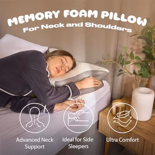 OHS White Breathable Contour Memory Foam Pillow for Adults – 2