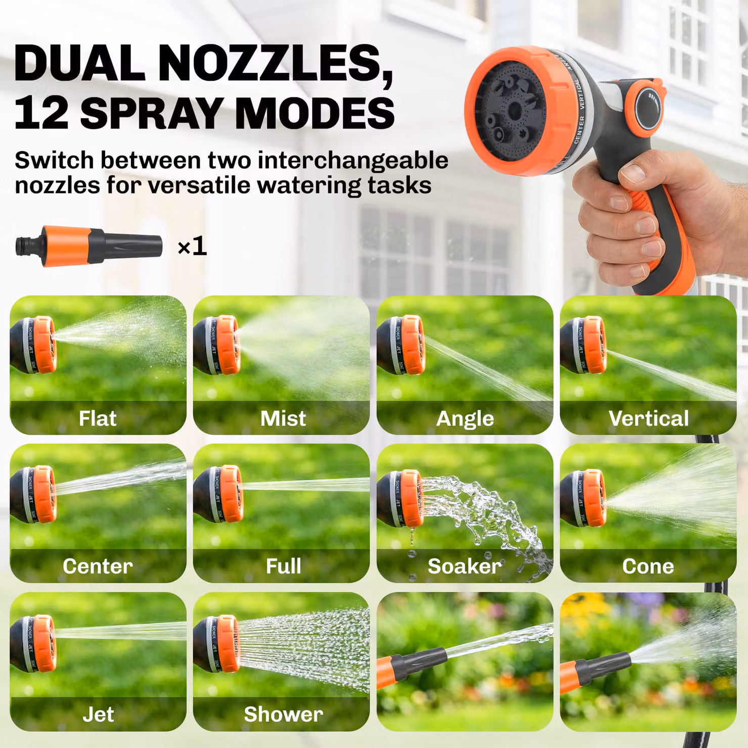 Outsunny Wall Mounted Retractable Hose Reel in Black with Auto Retraction and 12-Pattern Nozzle – 7