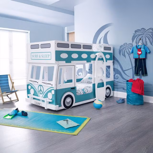 Julian Bowen Campervan Childrens Bunk Bed Frame in White, W/D/H: 90 x 190 cm – 2