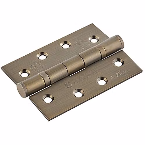 Loops Pair of 13 Ball Bearing Butt Hinges in Antique Brass, H x W x D: 102 x 76 x 0.3 cm