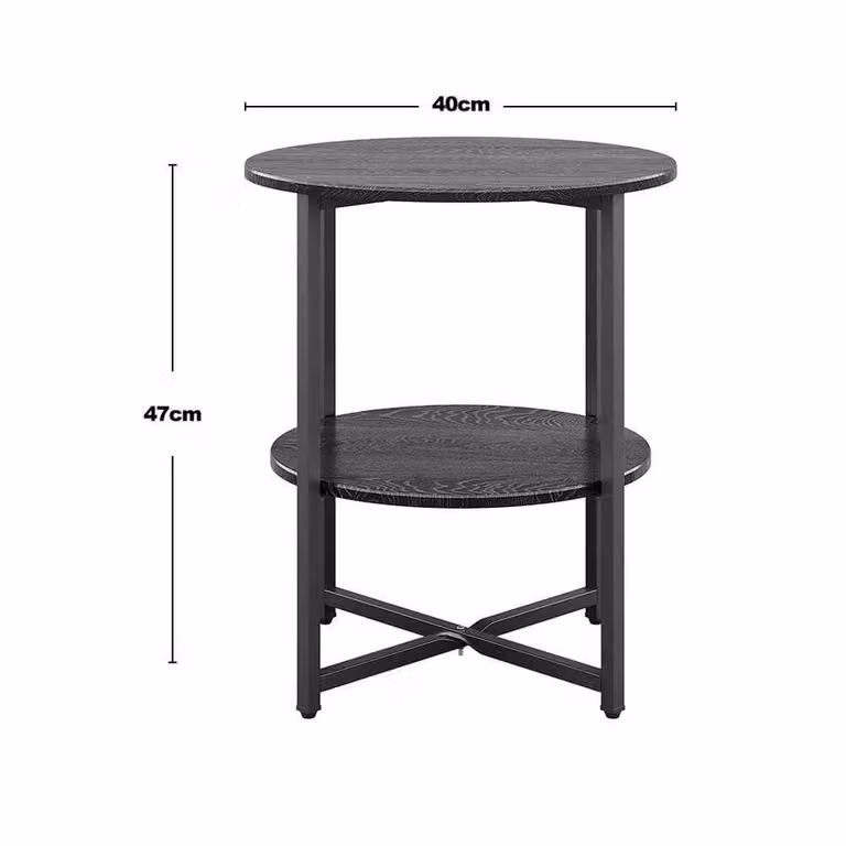 EONLION Black Round Side Table and Plant Stand with X-Frame Design, Height: 100 cm