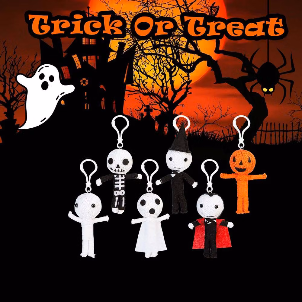 VFM e-Store Halloween Voodoo Dolls Clip On Multicolour Plush Accessories, 6 Pack, 10 cm – 3