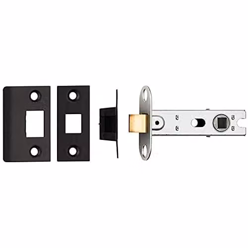 Loops 76mm Tubular Mortice Door Latch Bolt Through with Square Forends in Matt Black – 1