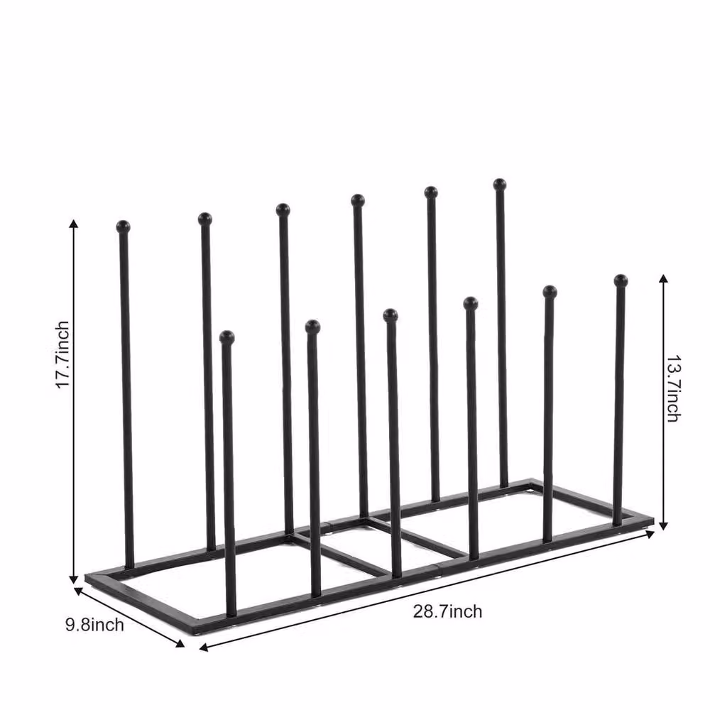 KORVIXA Metal Welly Boots Stand Rack in Black, Holds 6 Pairs – 2