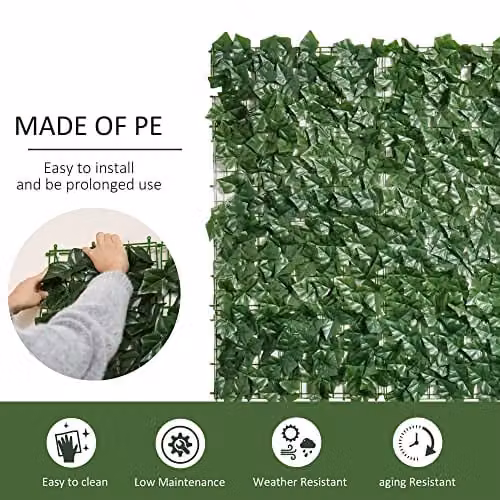 Outsunny Artificial Hedge Privacy Screen, Green, W: 300 cm, H: 100 cm – 2