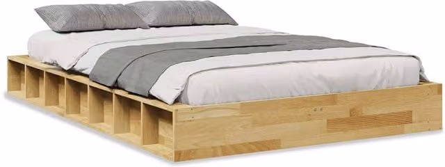 Berkfield Home Solid Wood Bed Frame in Light Oak, W/D/H: 120 x 190 x 21 cm