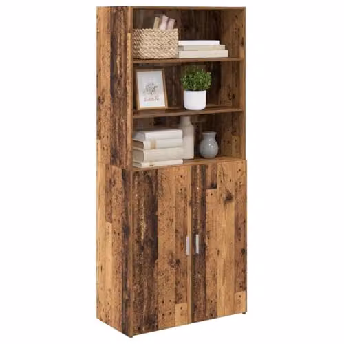 vidaXL Modern Highboard in Old Wood Brown with Hinged Doors and Internal Shelves, W/D/H: 80 x 42.5 x 185 cm – 1