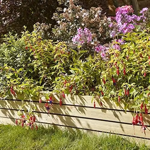 Rowlinsons Ledbury Slat Raised Bed Border Edging, Natural Wood, Pack of 2, W: 40 cm, L: 120 cm, H: 20 cm – 1