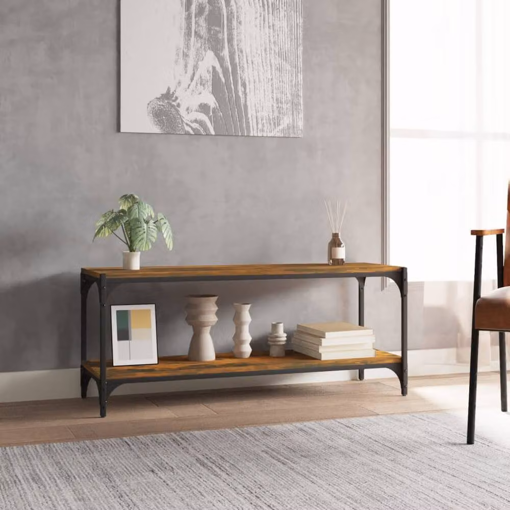 Berkfield Home Smoked Oak TV Cabinet in Brown, W/D/H: 100 x 33 x 41 cm – 3