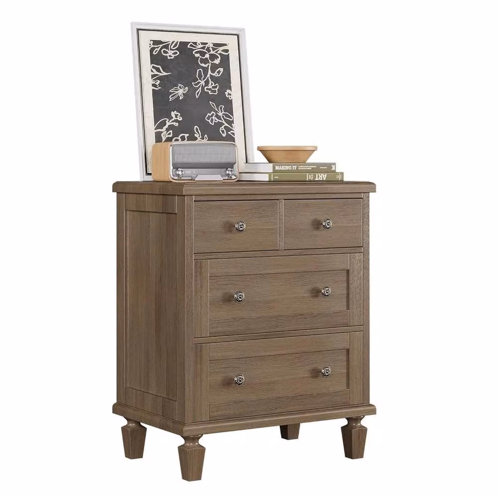 VOGREX Vintage 4 Drawer Wood and Metal Dresser in Brown – 5