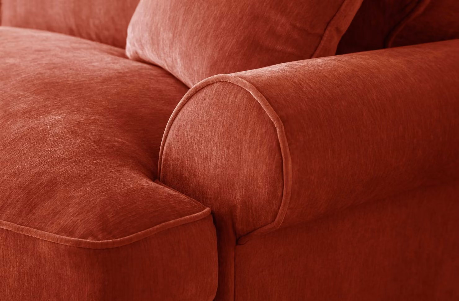 The Great Sofa Company Ezra 2 Seater Textured Velvet Sofa with Scroll Arms in Terracotta – 3