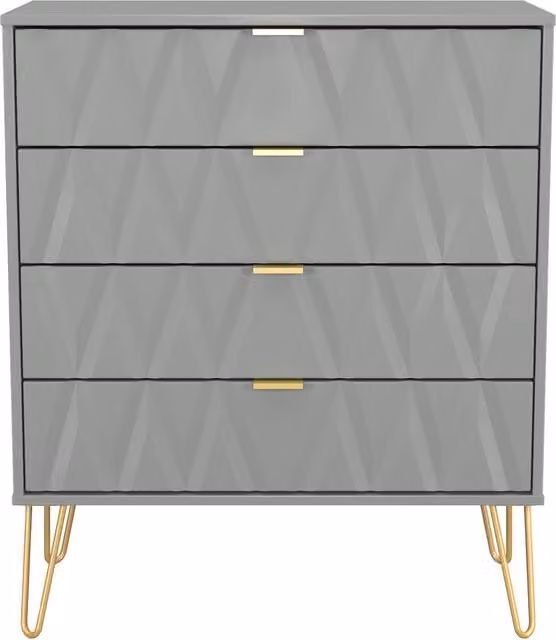 Ready Assembled 2 U Dallas 4 Drawer Chest in Grey and Gold – 1