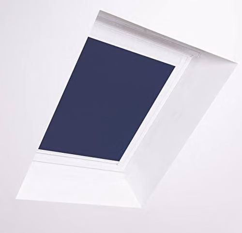 Bloc Blinds Navy Blackout Skylight Blind S06 for Velux Roof Windows with White Aluminium Frame