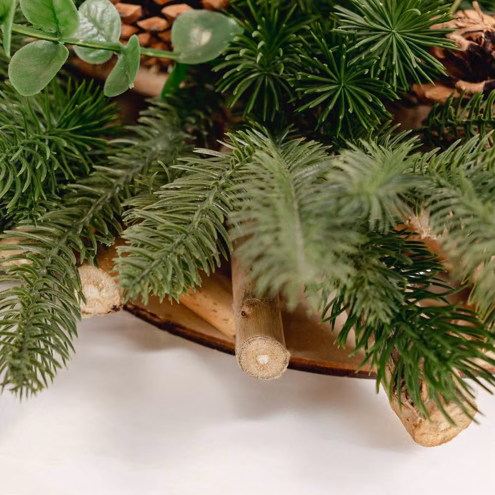 Marco Paul Luxury Taper Candle Holder with Green Artificial Floral Garland – 3