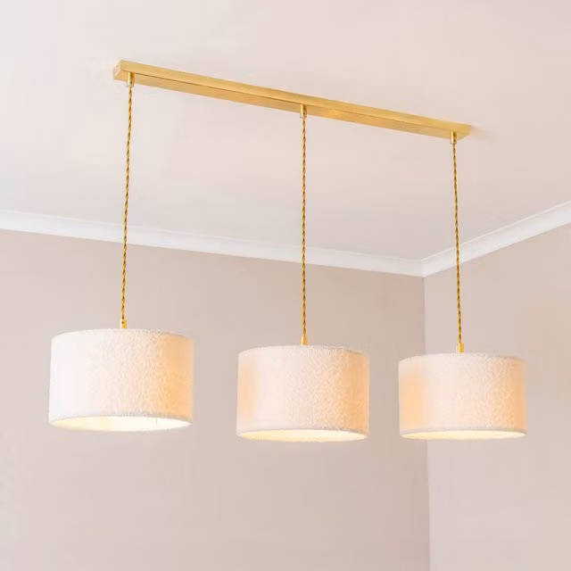 ValueLights Reni Boucle 3 Drop Bar Pendant Ceiling Light with LED Bulbs in Gold and Black