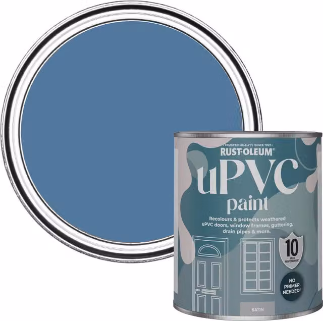 Rust-Oleum UPVC Paint in Blue Silk with a Satin Finish, 0.75 l
