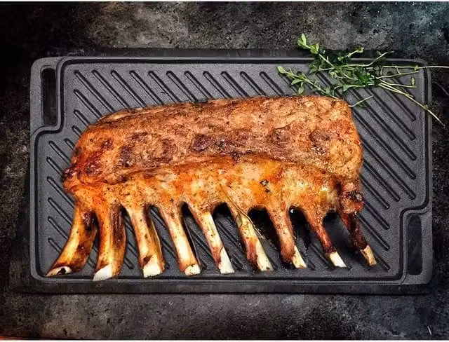 EONLION Uncoated Cast Iron Griddle Plate Fry Pan Grill, Black, Width: 100 cm
