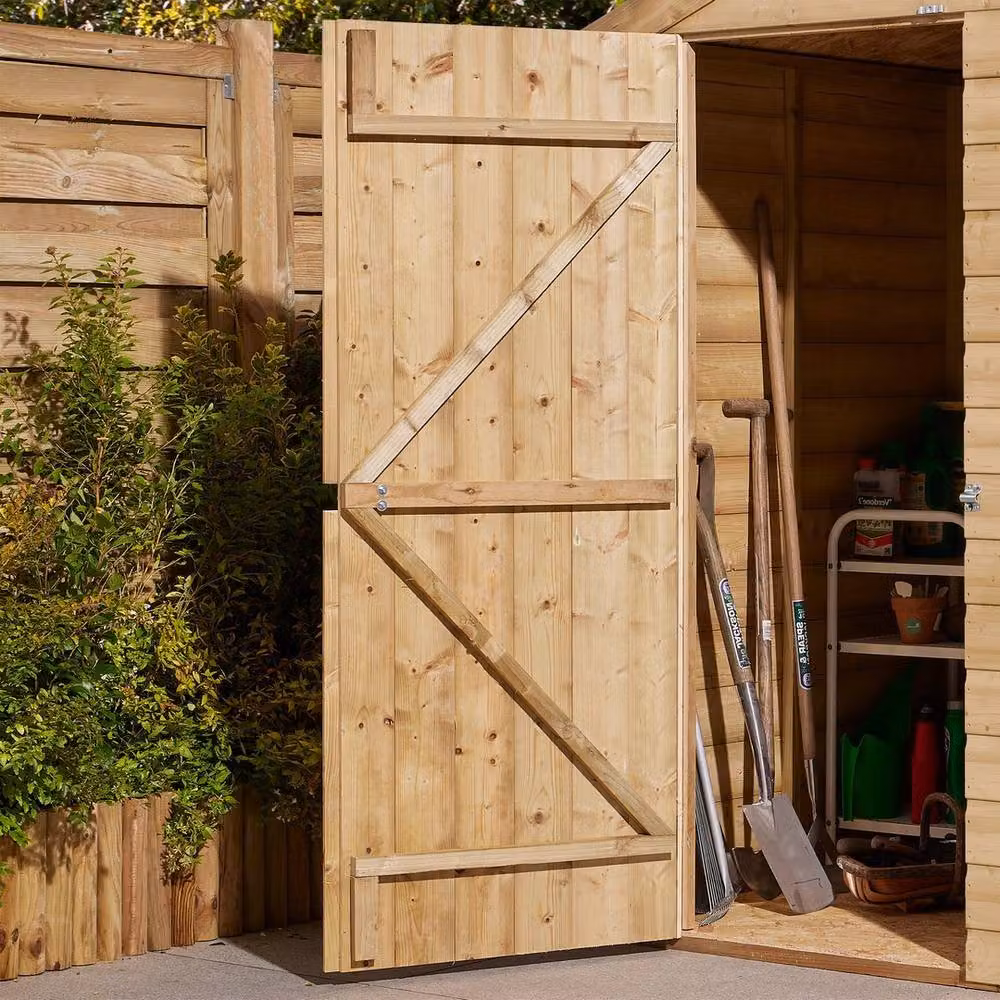 Rowlinsons Single Door Shiplap Apex Wood Shed in Brown, W/D/H: 194 x 127 x 220 cm – 2