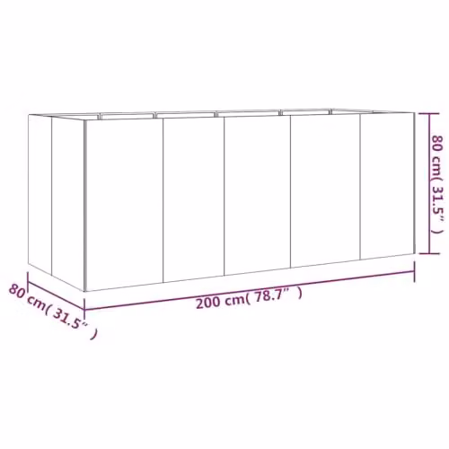 vidaXL Corten Steel Raised Bed in Brown, W/D/H: 200 x 80 x 80 cm – 3