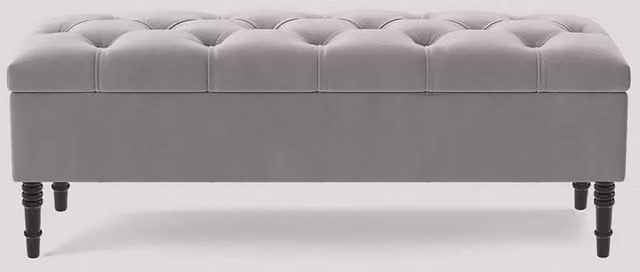 R&M Furnishers Chesterfield Ottoman Storage Bench in Silver Plush Velvet, Width: 150 cm