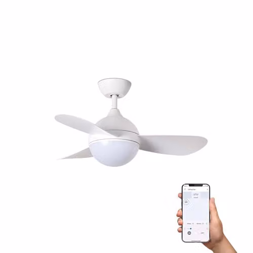 Netlighting Hvar Small 3 Blade Ceiling Fan in White with LED Lighting and Tuya Smart System